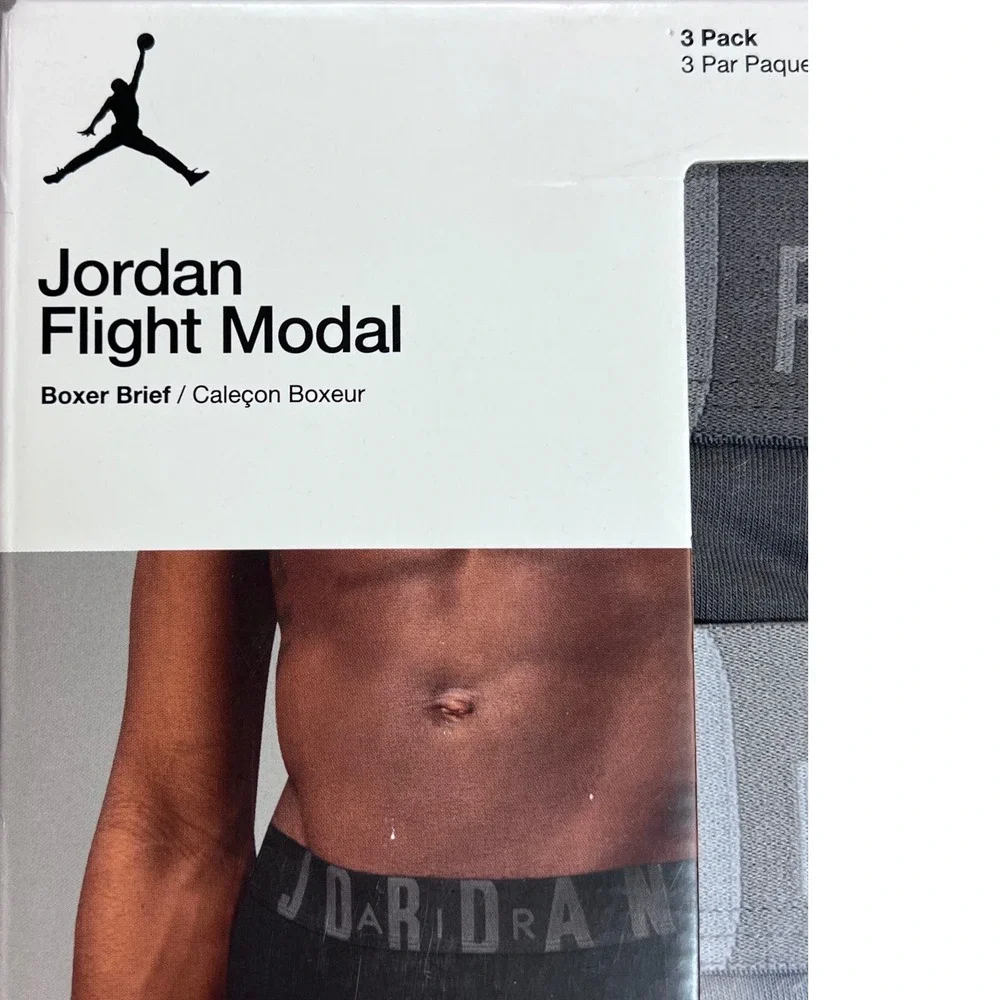 Nike Jordan Flight Modal Boxer Briefs 3 Pack Iron Gray Mens Large JM0621-GAE New